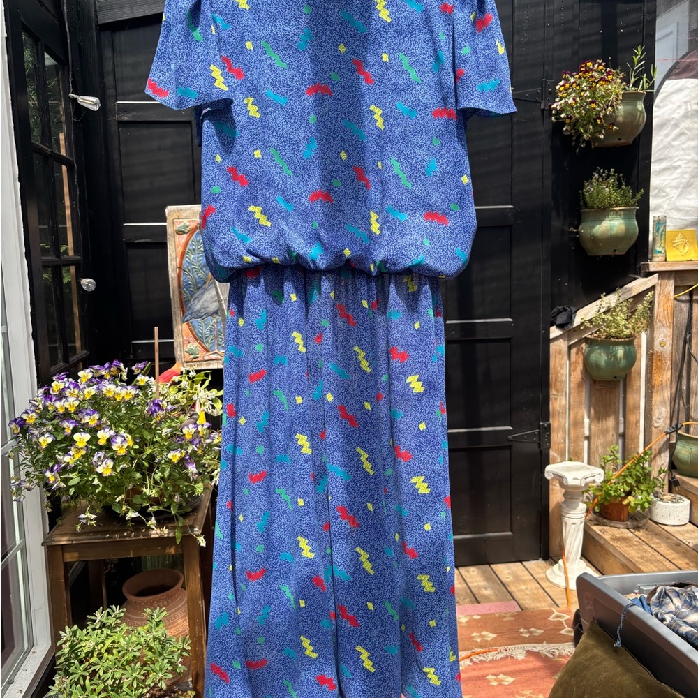 Colorful Patterned Blue Dress